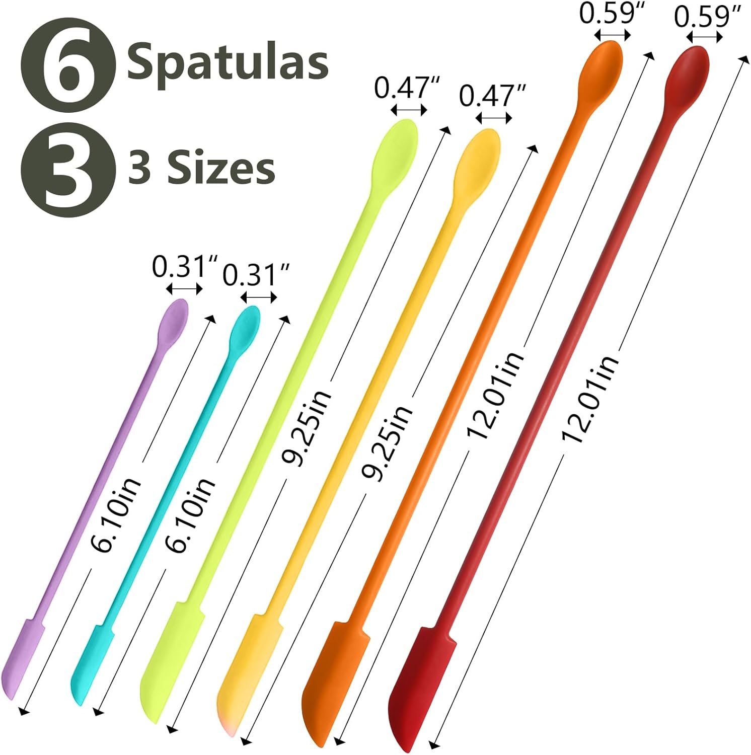 Colorido juego de 6 espátulas de silicona, espátula de maquillaje, espátulas pequeñas para cosméticos, espátula de belleza pequeña, espátula de