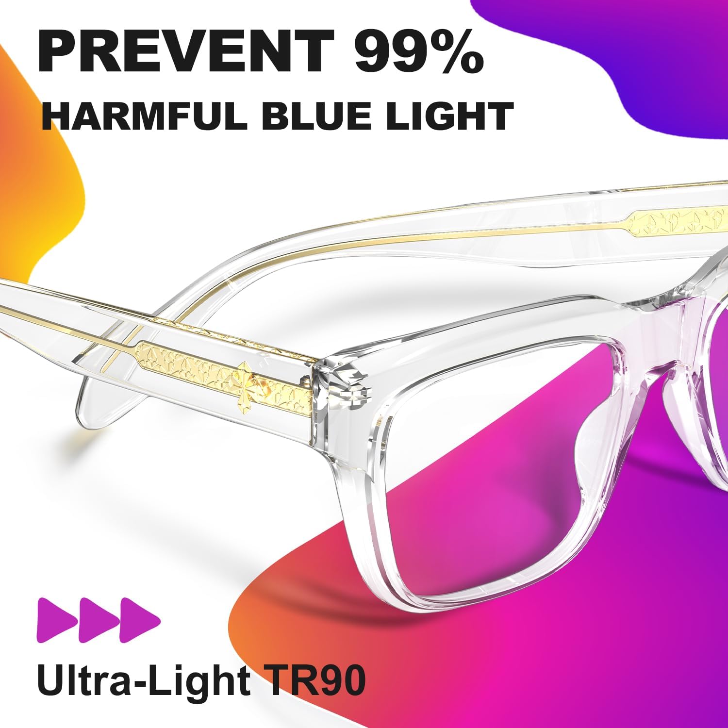VISOONE TR90 – Gafas cuadradas con bloqueo de luz azul para computadora para mujeres y hombres RANDI