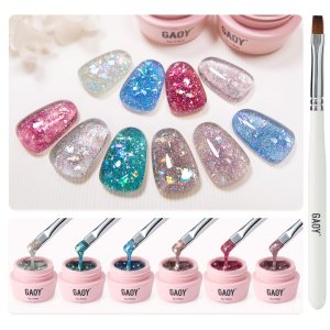 GAOY Juego de 6 esmaltes de uñas de gel con purpurina reflectante, incluye esmalte de gel rojo, rosa, blanco y azul, esmalte de uñas de secado con GAOY Juego de 6 esmaltes de uñas de gel con purpurina reflectante, incluye esmalte de gel rojo, rosa, blanco y azul, esmalte de uñas de secado con