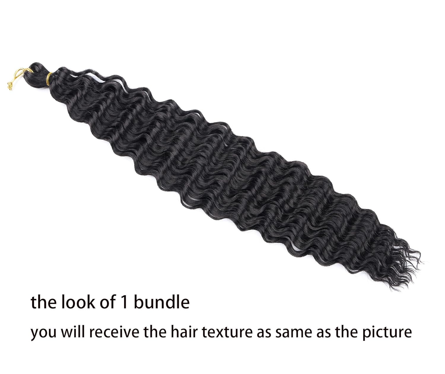 BATISI Cabello ondulado de ganchillo de 18 pulgadas, 1b negro ondulado profundo, rizado, trenzado, 1 paquete de cabello sintético rizado para