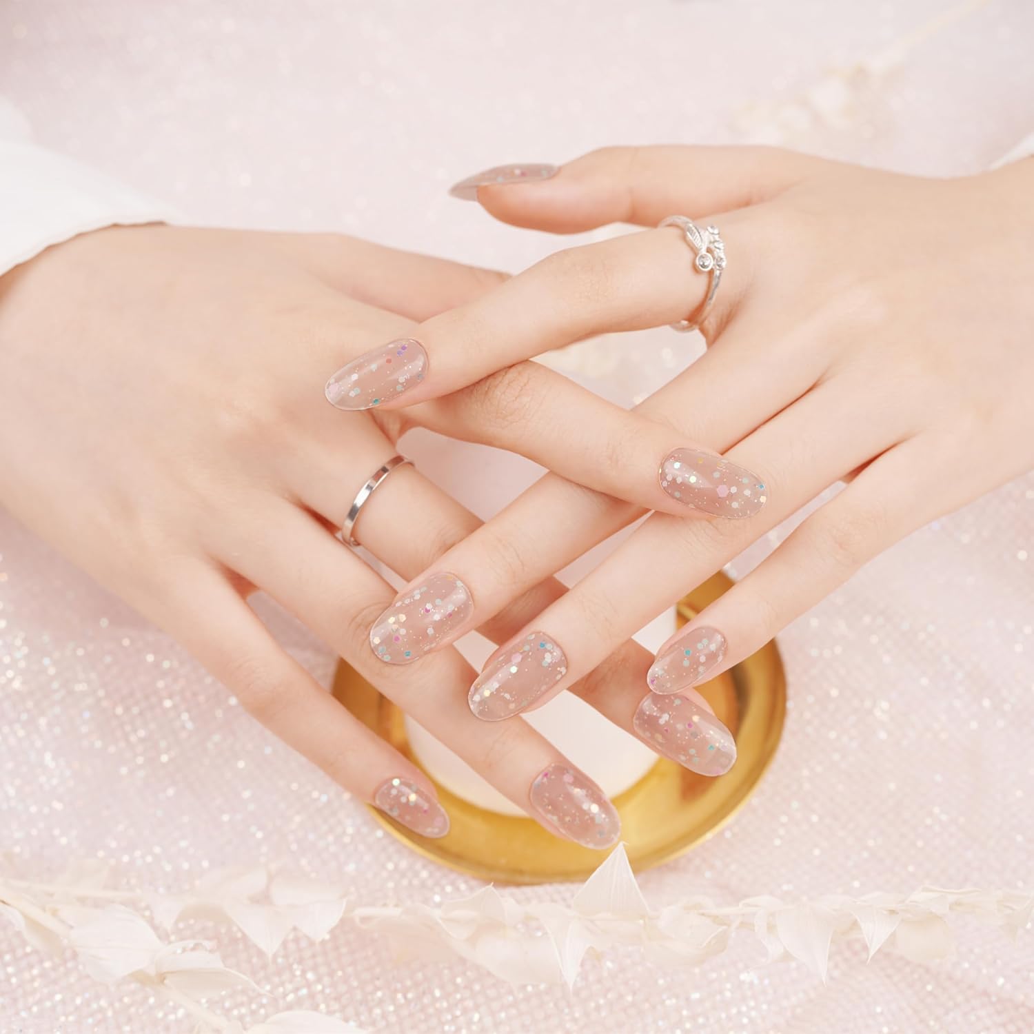 Drizzle Tiras de uñas de gel semicuradas, calcomanías artísticas de esmalte de uñas reales (requiere luz UVLED), envolturas de uñas de Halloween que