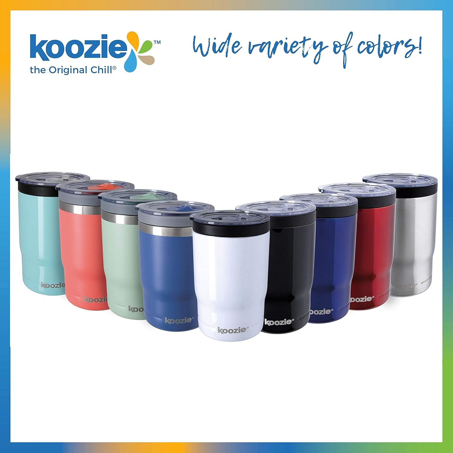 KOOZIE Enfriador de latas triple 3 en 1 de acero inoxidable, botella o vaso con tapa para latas estándar de 12 onzas, aislamiento al vacío de doble
