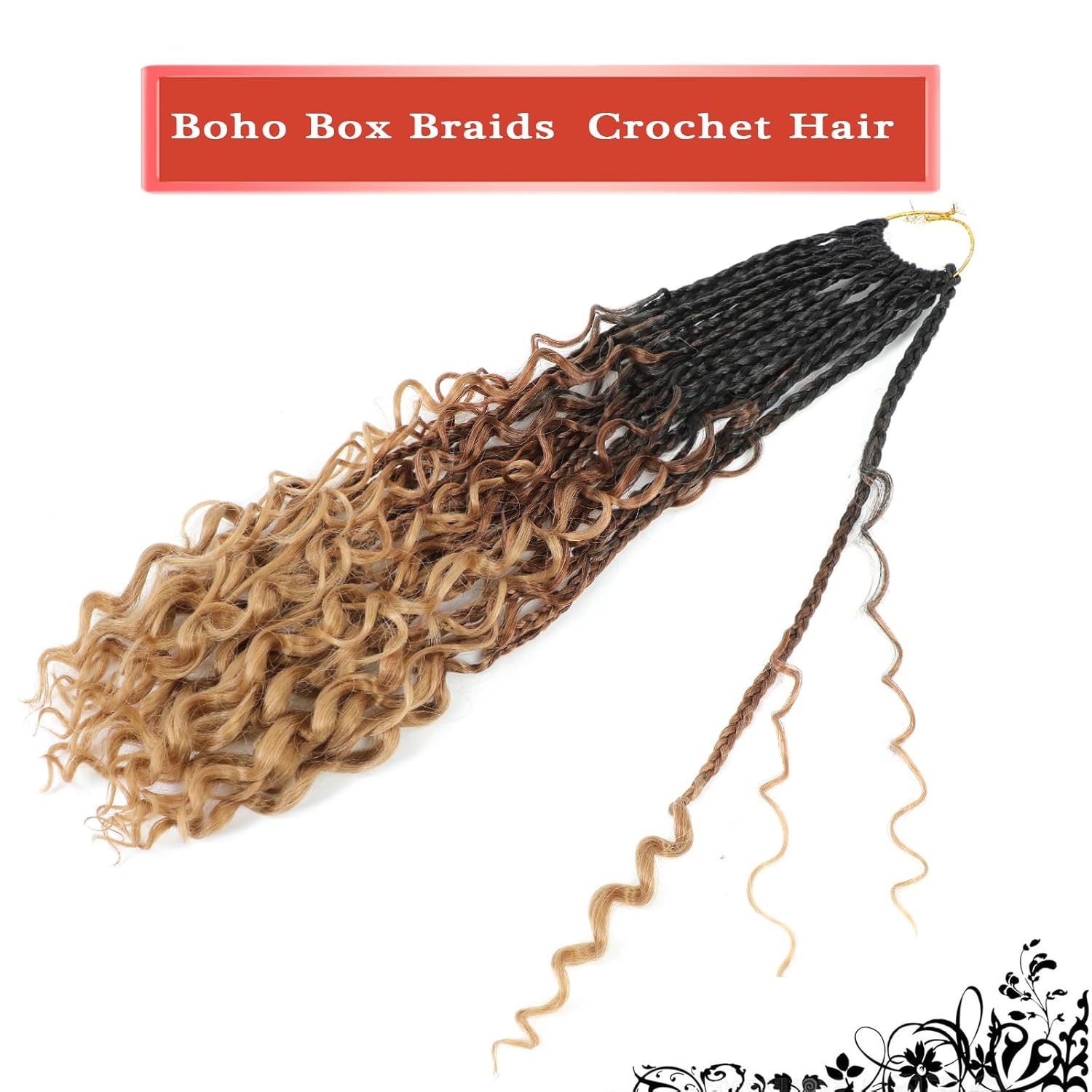 Liang Dian 8 paquetes de trenzas de cabello de ganchillo con extremos rizados de 18 pulgadas, trenzas de caja diosa de cabello bohemio de ganchillo