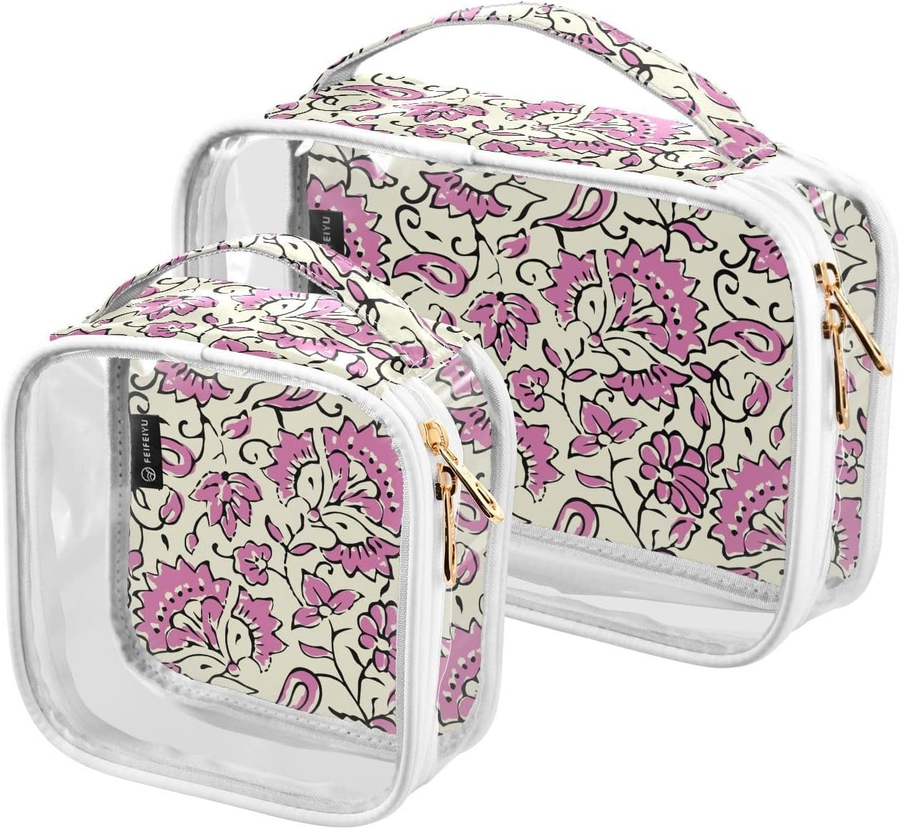 ZOEO Bolsas de maquillaje transparentes, paquete de 2 bolsas de viaje, neceser, organizador portátil de cosméticos, para hombres y mujeres, bolsa de