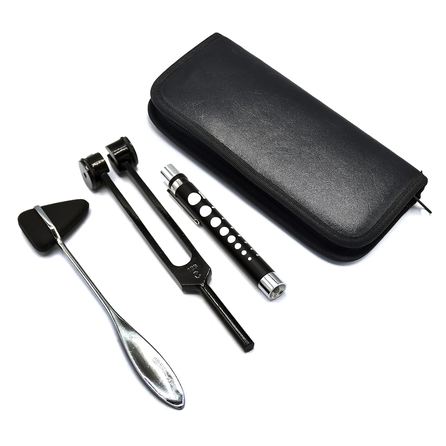 Kit de iniciación para escuela (tenedor de afinación C 128, martillo reflectante, luz de bolígrafo, estuche de transporte)