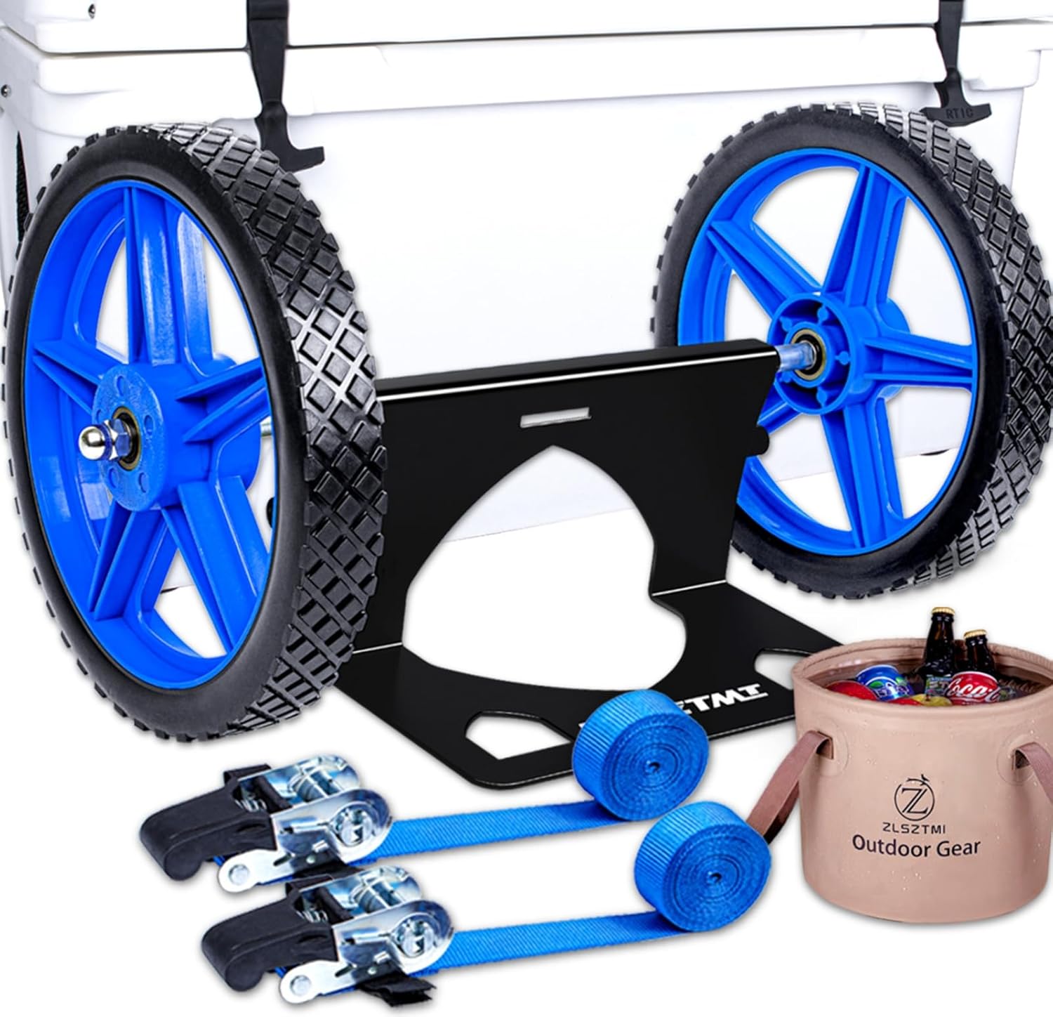 Kit de ruedas enfriadoras mejoradas para enfriadores YetiRTICIgloo con espacio de rueda de hasta 19.8 pulgadas a 12 pulgadas, altura ajustable, base