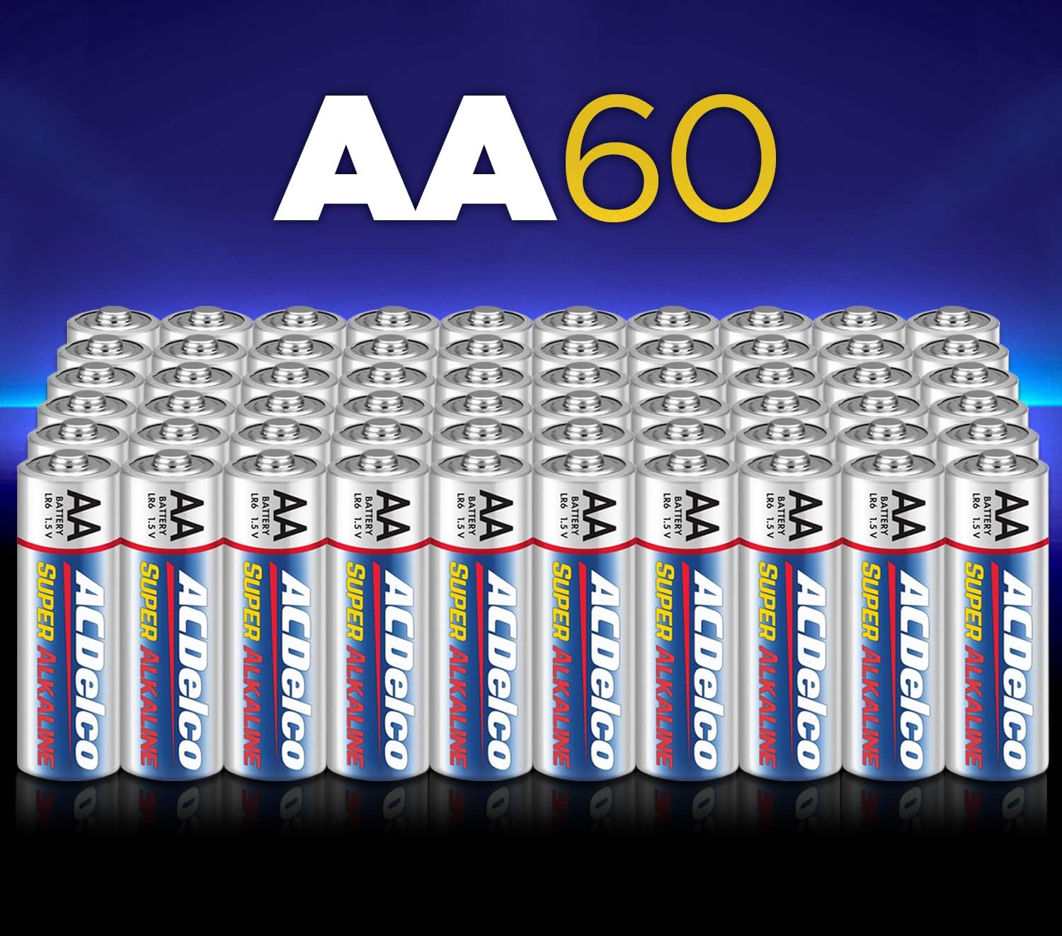 ACDelco 100 pilas AAA, batería súper alcalina de máxima potencia y ACDelco 60 pilas AA, batería súper alcalina de máxima potencia, 10 años de vida