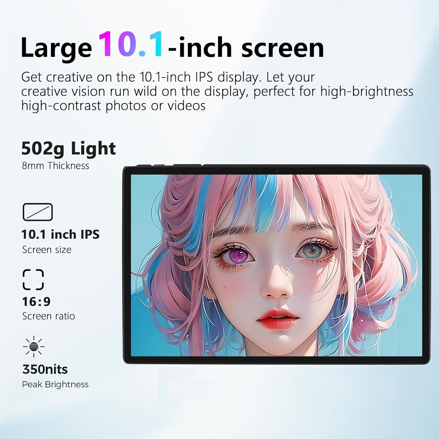 2024 Tablet Android 13 Octa-Cores 14GB RAM 128GB ROM 1TB TF, WiFi 5G, Bluetooth 5.0, GPS, GMS, batería de 8000mAh, 8MP+5MP, OTG, tipo C, Tablet PC