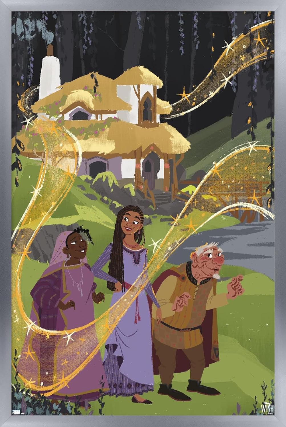 Trends International Disney Wish – Póster de collage 1 (familiar), 14.72 x 22.37 pulgadas, versión enmarcada en plata