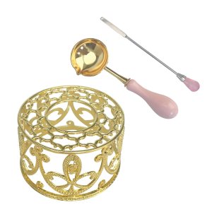 Kit de sellado de cera de metal con cuchara y barra de agitación, kit de sellos de cera para derretir varillas de sellado de cera o cuentas de cera Kit de sellado de cera de metal con cuchara y barra de agitación, kit de sellos de cera para derretir varillas de sellado de cera o cuentas de cera