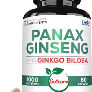 Suplemento de 1000 mg de Panax Ginseng y Ginkgo Biloba rojo coreano, 60 cápsulas veganas, sin gluten, sin OMG, producción de energía, salud Suplemento de 1000 mg de Panax Ginseng y Ginkgo Biloba rojo coreano, 60 cápsulas veganas, sin gluten, sin OMG, producción de energía, salud