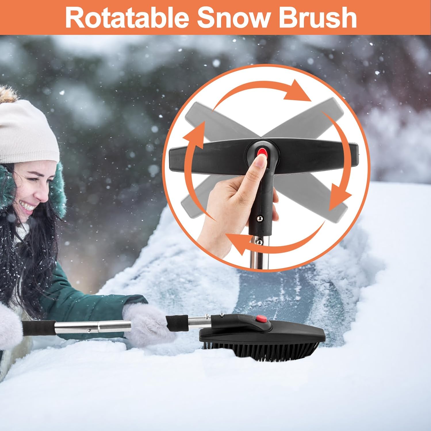 OCGIG Kit de pala de nieve portátil 3 en 1 con raspador de hielo y cepillo de nieve, diseño plegable de emergencia, juego de quitanieves para