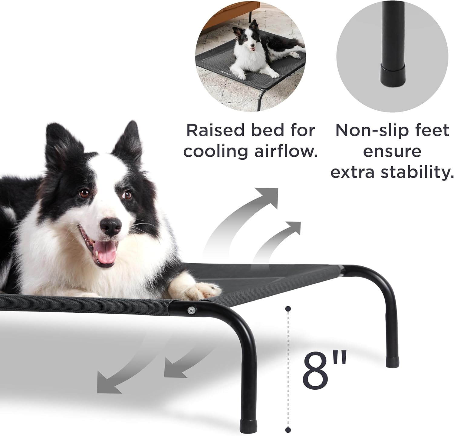 Bedsure Cama grande elevada para mascotas con patas antideslizantes para perros grandes, hamaca, interior y exterior, portátil, marco con malla