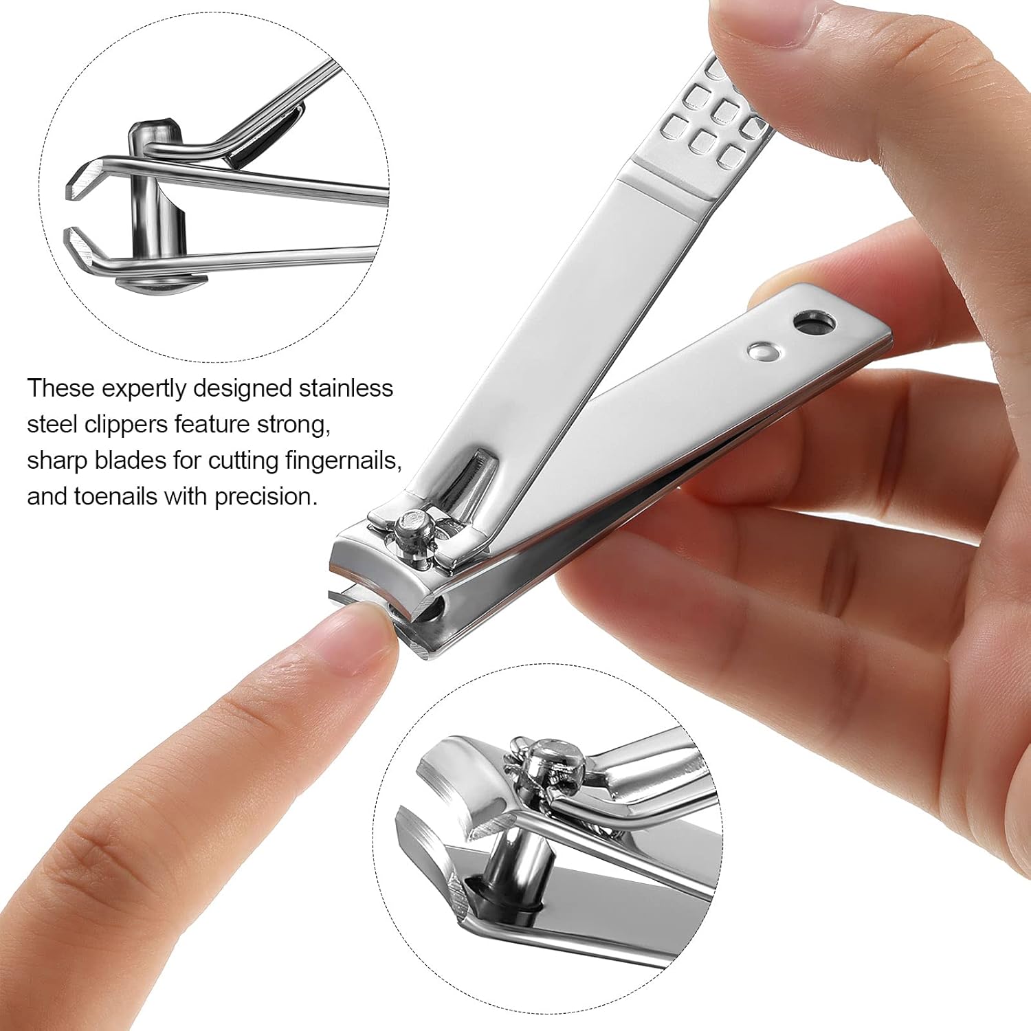 Juego de 50 cortaúñas de acero inoxidable para mujeres y hombres, uñas gruesas, color negro y plateado