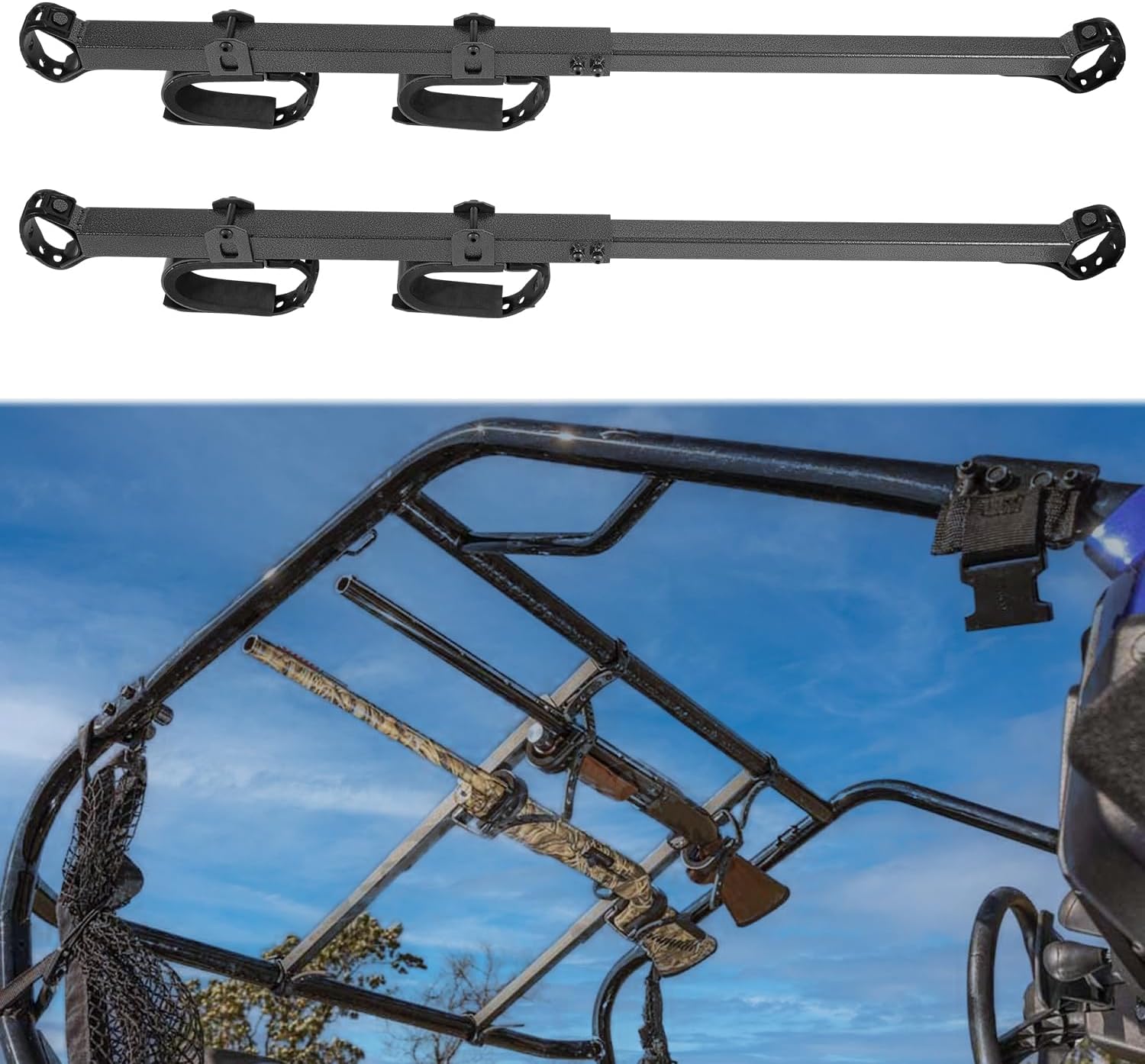 20079 UTV – Soporte para pistola y arco para barra antivuelco de 1.5 a 2 pulgadas, compatible con Polaris RZR Ranger Yamaha Can Am Kawasaki