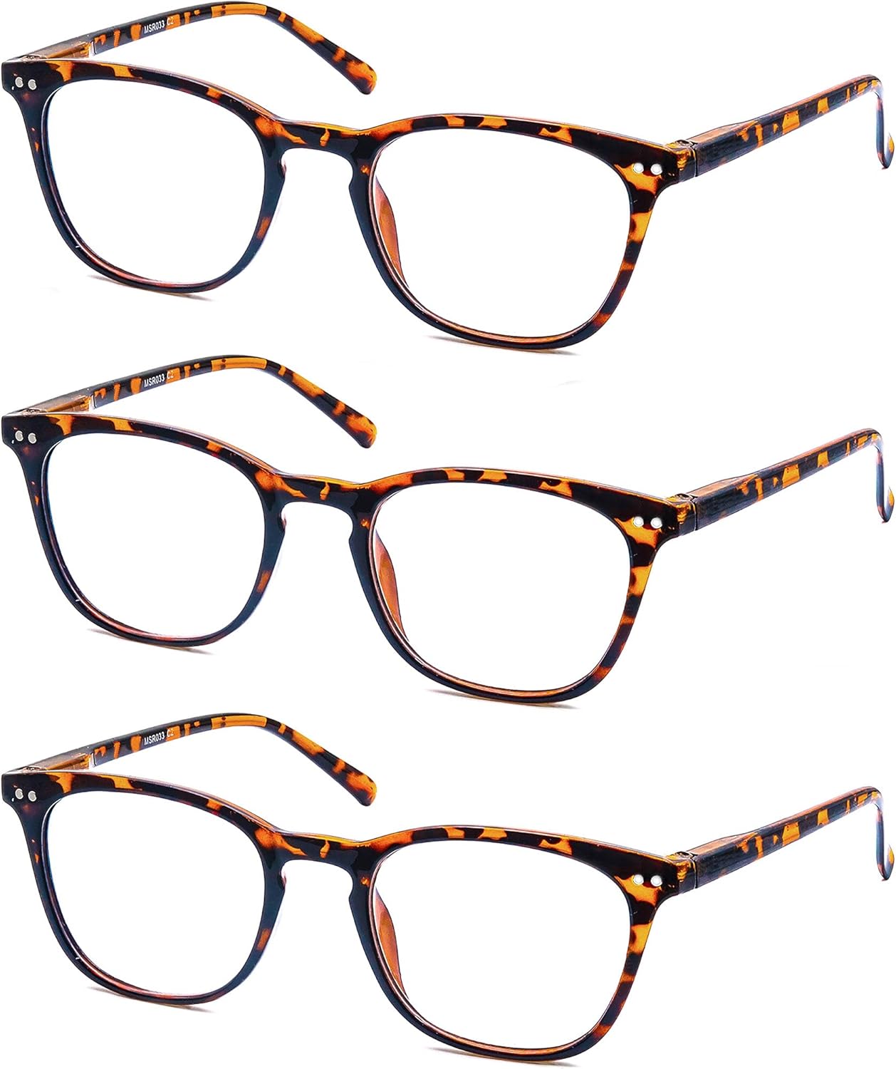 HAPJOYS Paquete de 3 lentes de lectura para mujeres y hombres, elegantes lectores ovalados, flexibles con bisagra de resorte, gafas de lectura +1.25