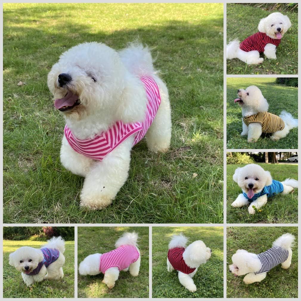 Camisas de algodón a rayas, chaleco básico transpirable para cachorros y gatos, súper suave, elástica, camiseta sin mangas, moda y bonito color para