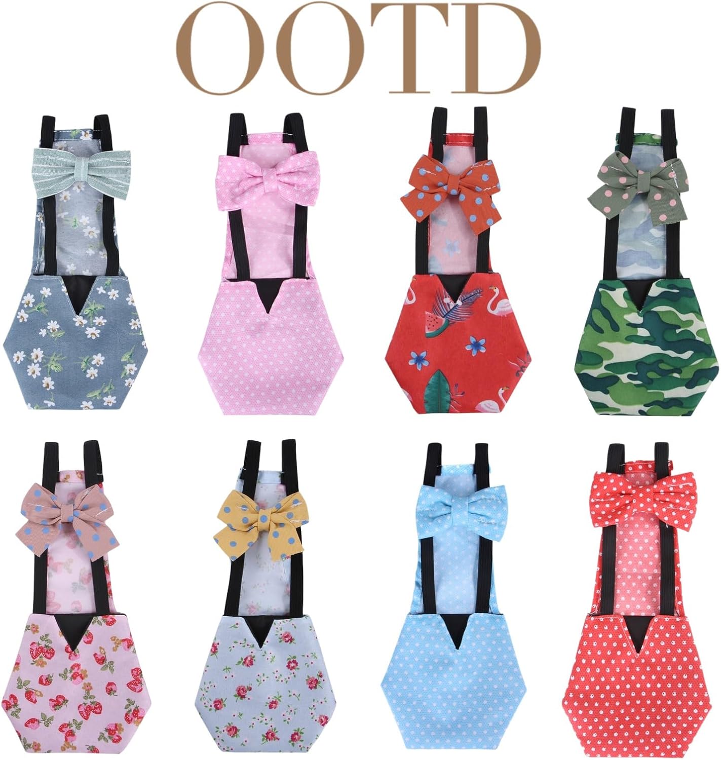MANON ROSA Pañales de pollo, gallinas bantam, juego de 6 piezas reutilizables con corbatín, pañales para aves de corral, lavables, impermeables,