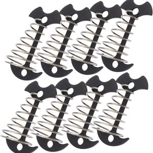 Juego de 8 clavijas de anclaje de aleación de aluminio de 3 pulgadas para tienda de campaña de espina de pescado, con cuerda de resorte, hebilla de Juego de 8 clavijas de anclaje de aleación de aluminio de 3 pulgadas para tienda de campaña de espina de pescado, con cuerda de resorte, hebilla de