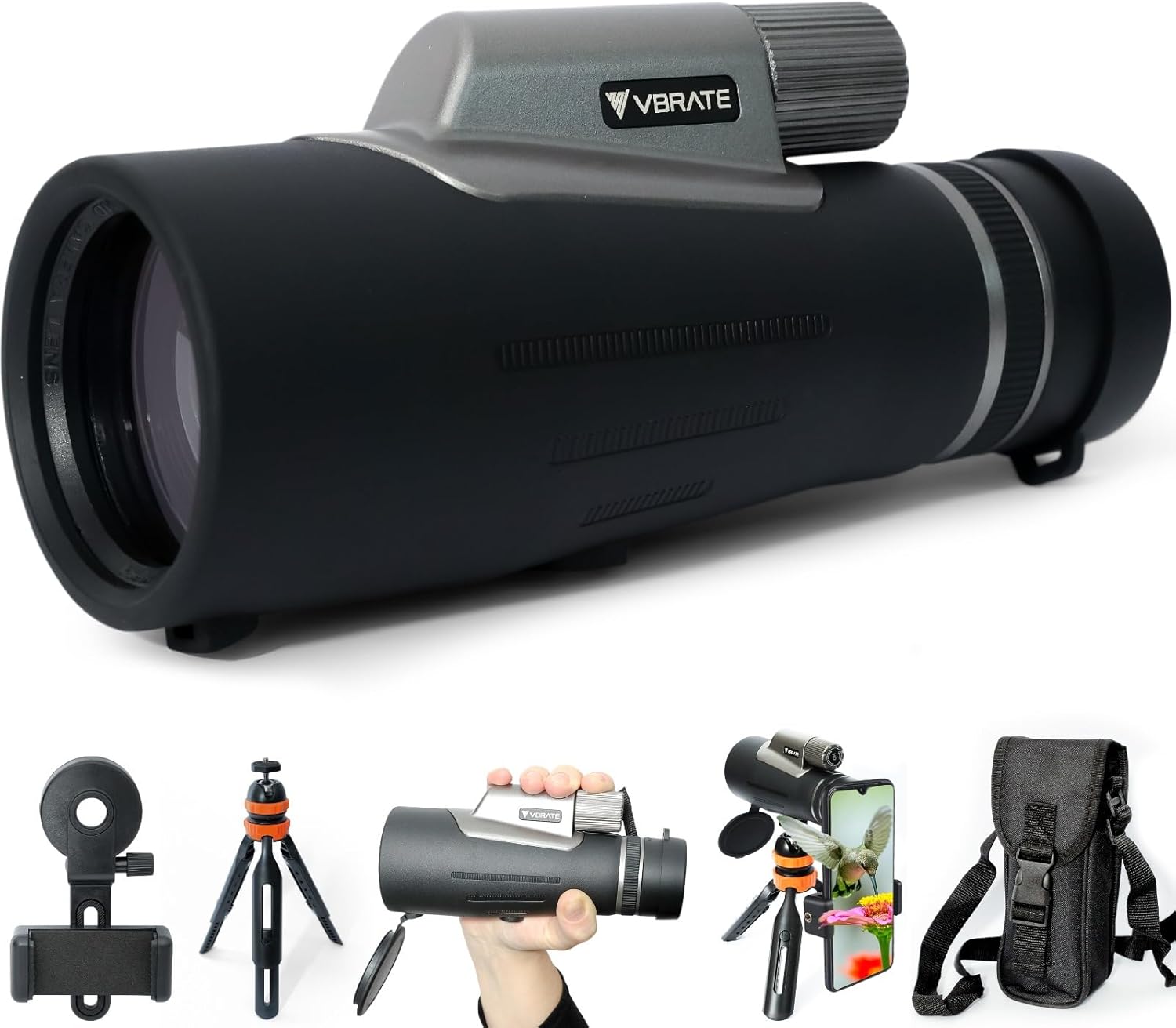 Telescopio monocular HD 12×56 monocular para adultos  Telescopio de bolsillo de largo alcance de alta potencia con adaptador para teléfono