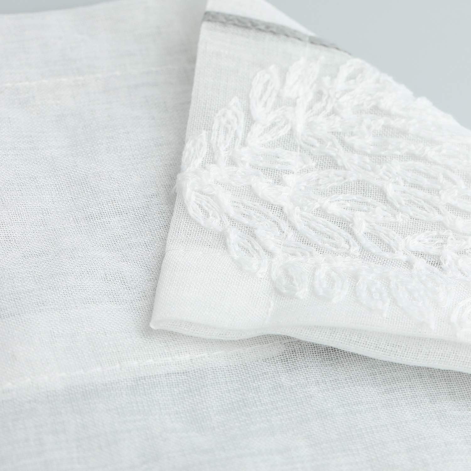 VOGOL Juego de cortinas transparentes bordadas y cenefas para sala de estar, con bolsillo para barra blanca, par de cortinas traslúcidas para