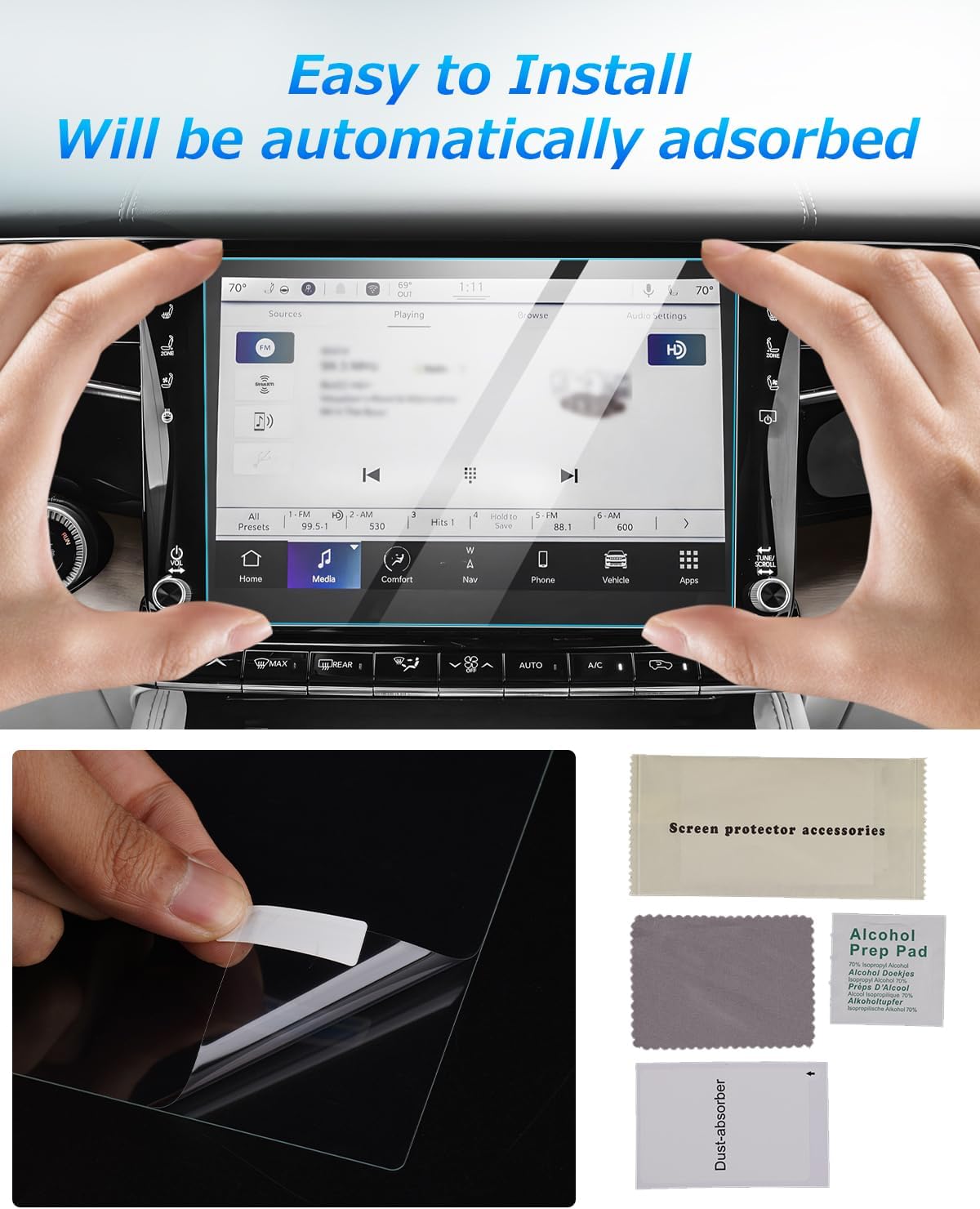 Autorder Ajuste personalizado para 2 protectores de pantalla para Jeep Grand Wagoneer 2022 2023, accesorios de vidrio templado de 12 pulgadas,