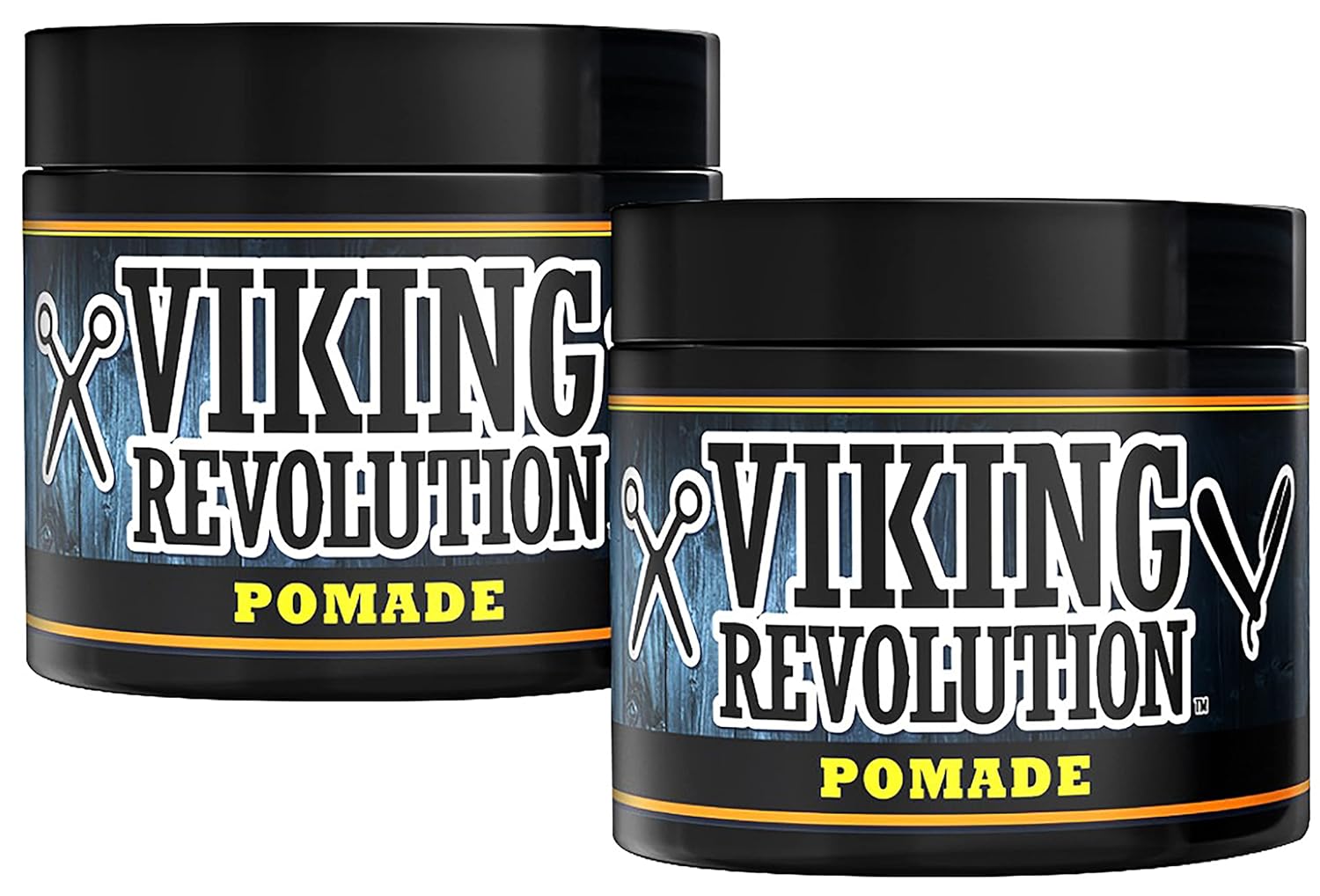 Viking Revolution Pomada para hombre 4oz  Firme fuerte agarre y alto brillo para estilo clásico  A base de agua y fácil de lavar (paquete de 2)