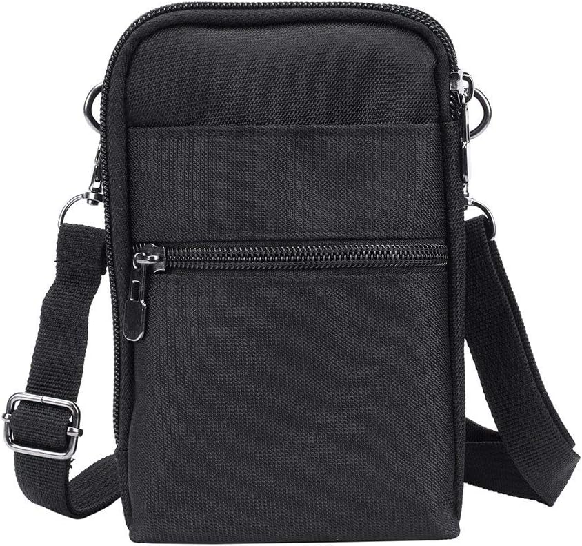 Sinbomay Riñonera cruzada para teléfono celular con bloqueo RFID, de nailon resistente al agua, estilo casual y a la cintura, cartera cruzada, bolsa