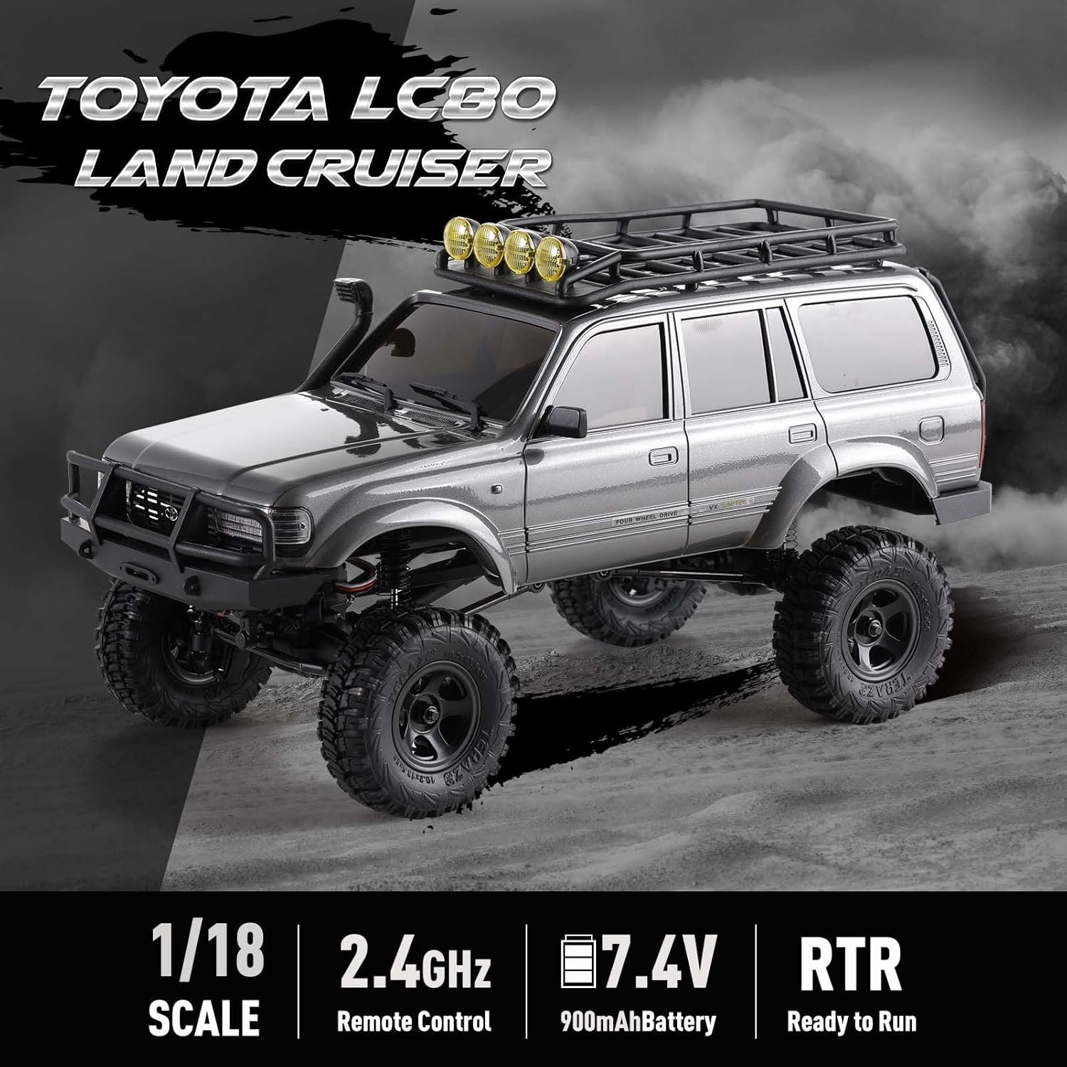 EAZYRC FMS Fcx18 118 Land Cruiser 80 Toyota RC Rock Crawler RTR 4×4 Off-Road Impermeable Hobby Grade RC Camiones todo terreno para adultos con radio