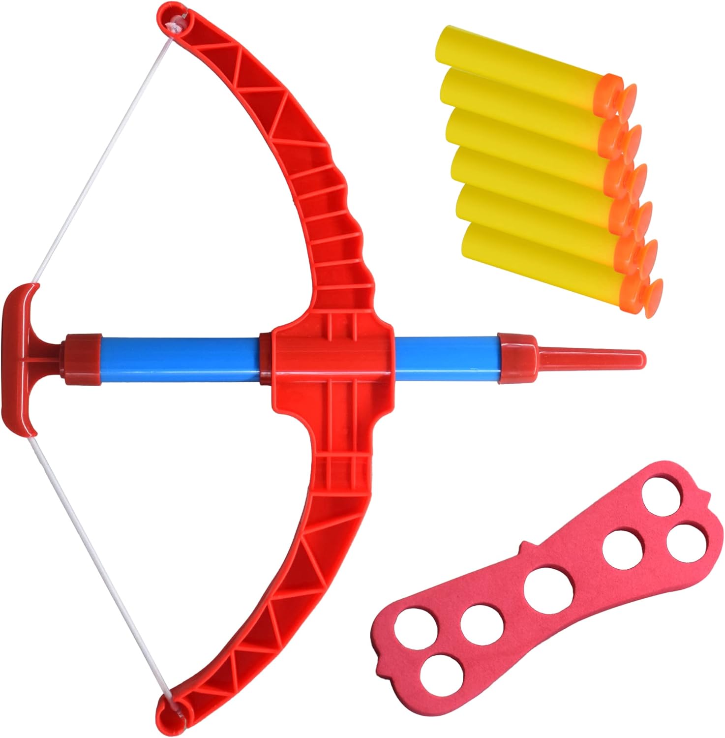 ArtCreativity Juego de disparos de arco y flecha rojo, incluye arco impulsado por aire, barril, seis dardos de espuma suave, viene en embalaje de