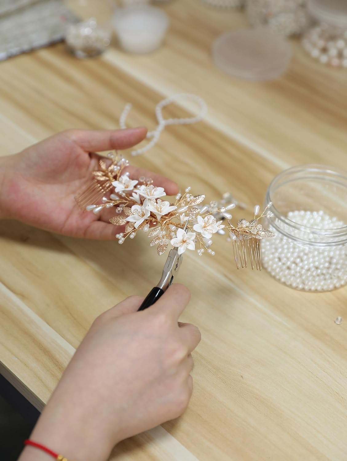 Accesorios para el cabello de boda nupcial, ramitas de perlas y peine de flores blancas, enredaderas para bodas, fiestas, novias, mujeres, niñas,