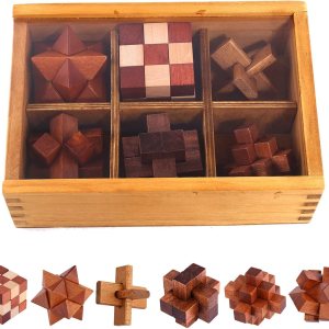 VolksRose Juego de 6 rompecabezas de madera para el cerebro, IQ Challenge Puzzle Games, Logic Smart Mind Puzzle Box Lock Toy Removing Assembling 3D VolksRose Juego de 6 rompecabezas de madera para el cerebro, IQ Challenge Puzzle Games, Logic Smart Mind Puzzle Box Lock Toy Removing Assembling 3D