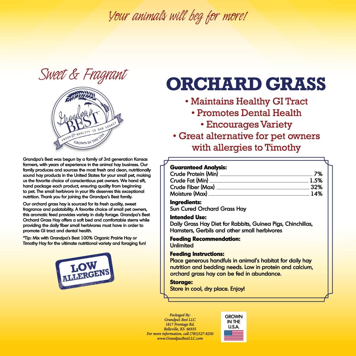 Grandpa’s Best Orchard Grass Bale, 40 oz