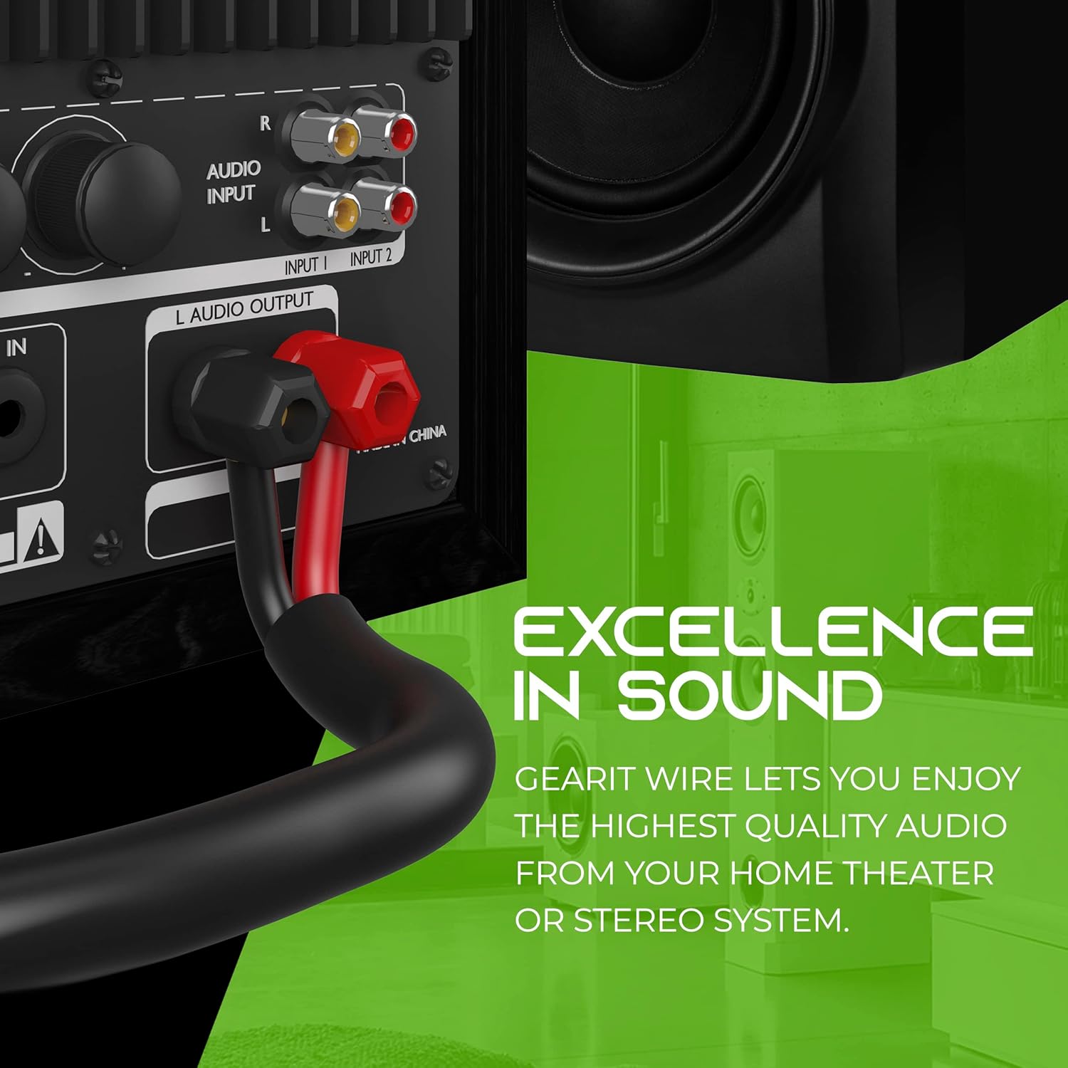 GearIT Pro Serie 14 AWG – Cable de altavoz OFC de calibre 14 AWG CL3, (100 pies 30.48 metros negro) Cobre sin oxígeno UL, clasificado CL3 para