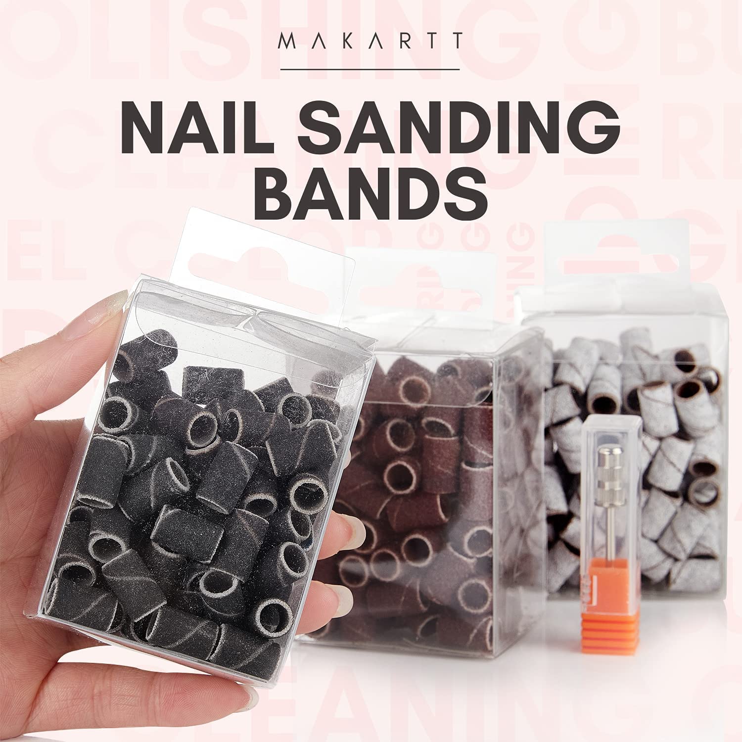 Makartt Taladro de uñas eléctrico JD700 profesional 30000RPM manicura taladro paquete con 300 unidades de limas de uñas bandas de lijado #80#150#240