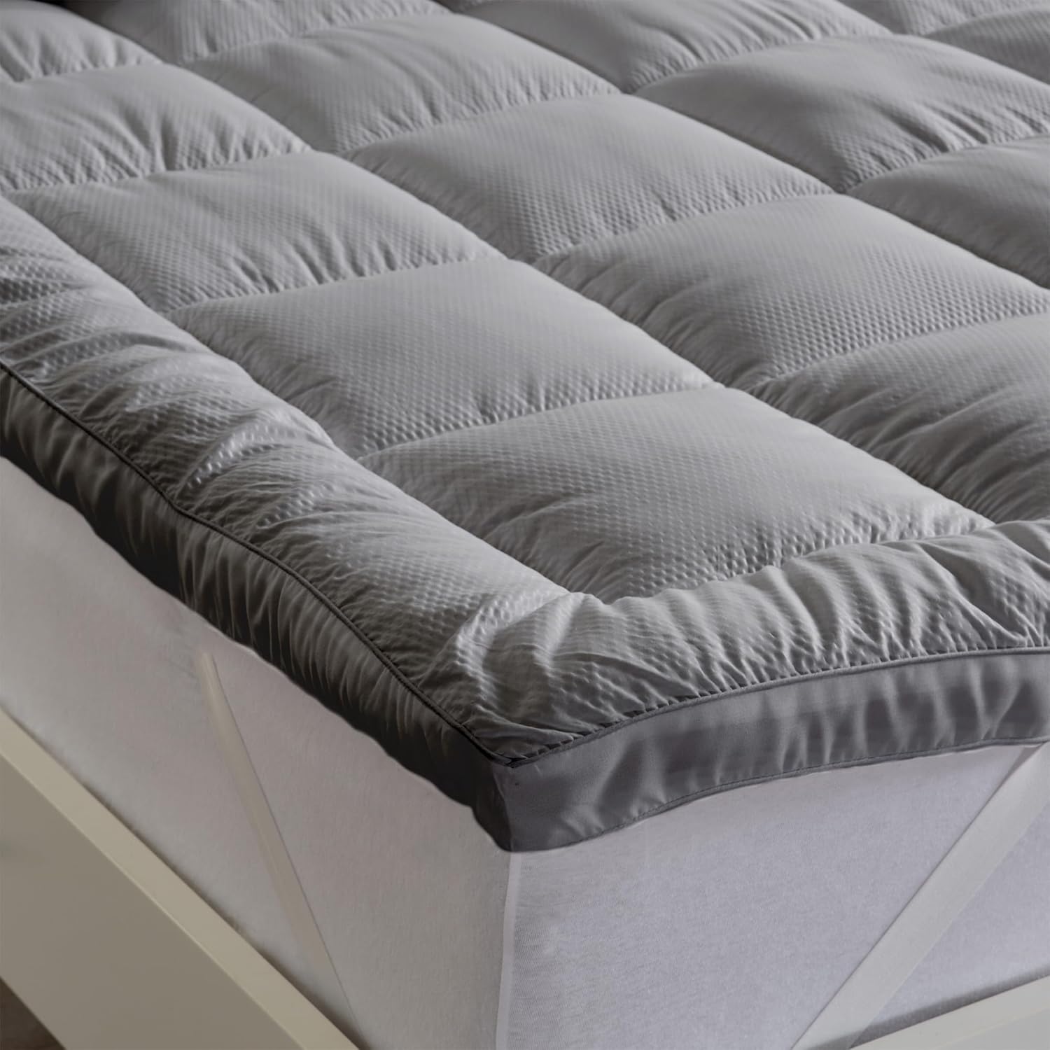 Restful Sleep – Cubrecolchón de fibra (tamaño matrimonial, gris claro)