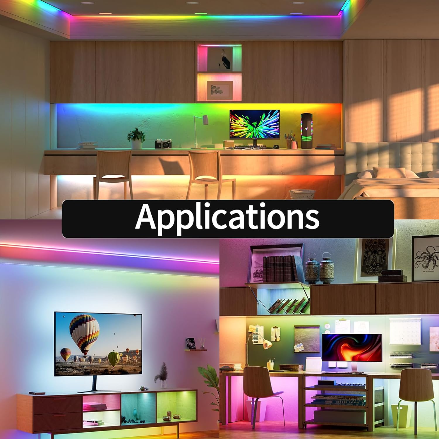 PAUTIX Tira de luz LED RGB Smart IC COB direccionable 24 pies24.6 ft, tira de luz de persecución de color de 24 V, multicolor, flexible, para TV,