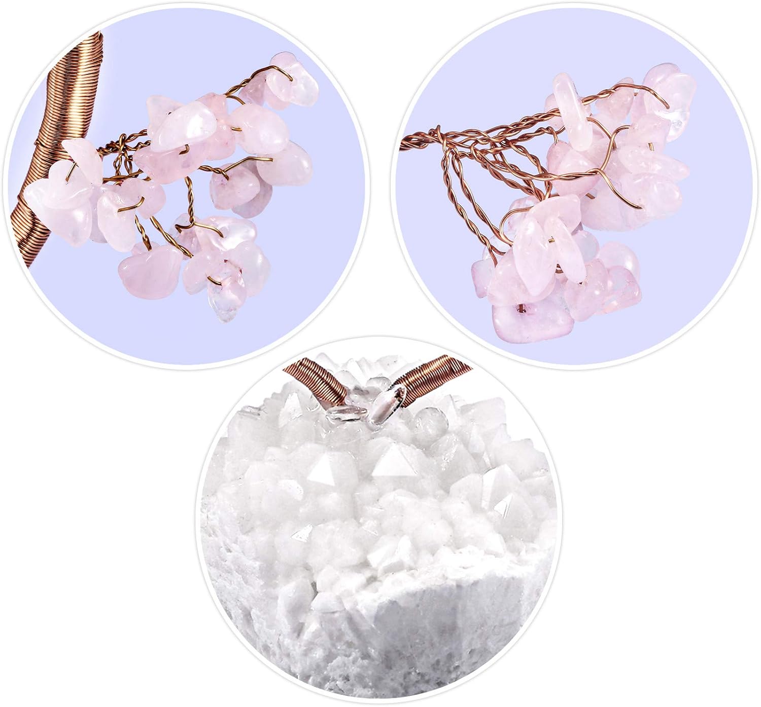 TUMBEELLUWA Árbol de piedras de cristal natural con base de racimo de cristal de roca árbol de dinero bonsái de cuarzo para el hogar, la oficina y