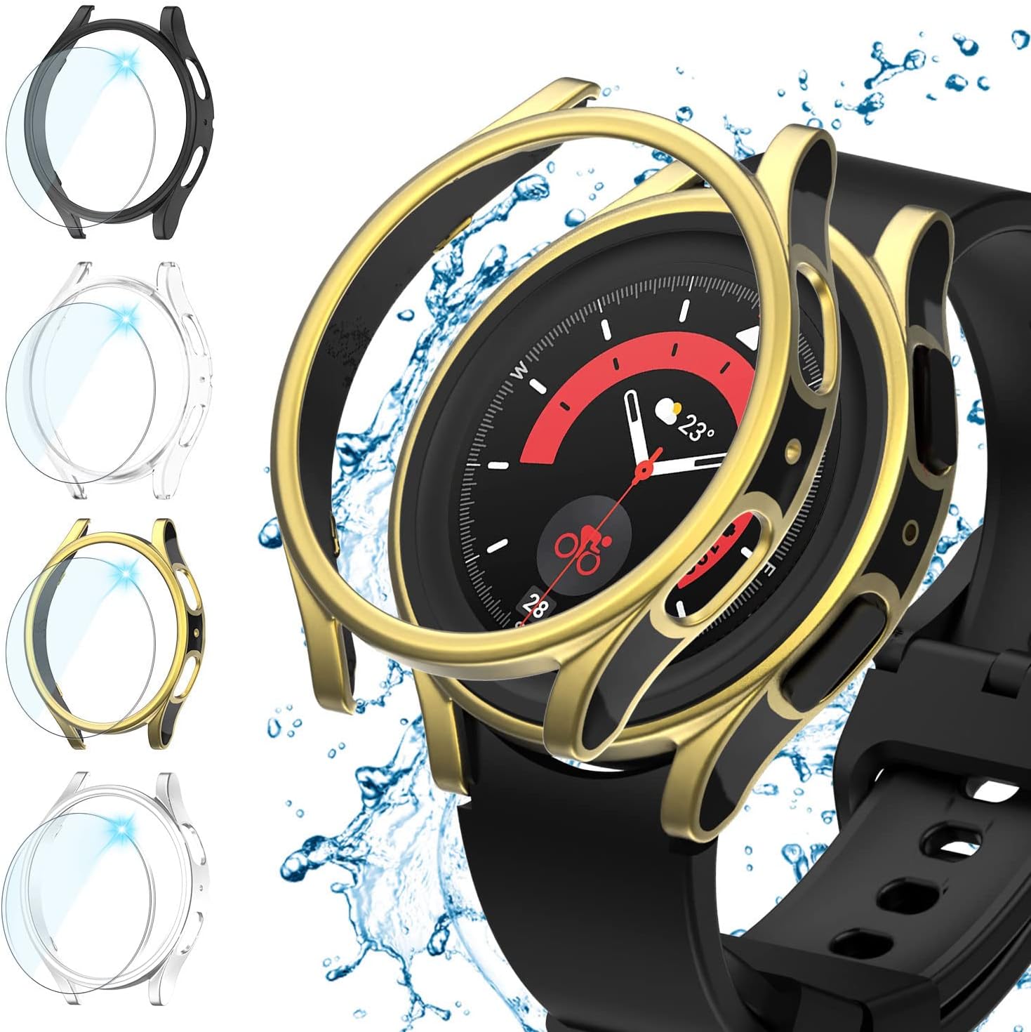 Rc-Z Funda protectora de pantalla para Samsung Galaxy Watch 5 Pro de 1.772 in, paquete de 4+4 de repuesto para Galaxy Watch 5 Pro de 1.772 in,