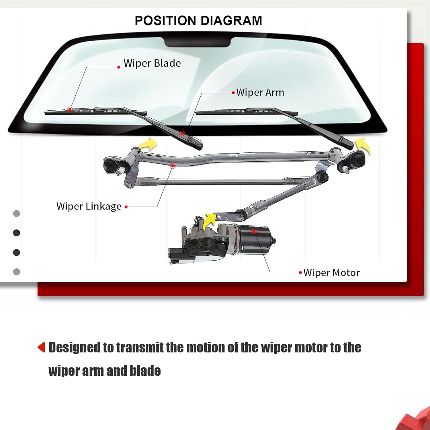 A-Premium Conjunto de varillaje de transmisión del limpiaparabrisas delantero compatible con vehículos Audi – A4, A4 Quattro 2002-2008, RS4