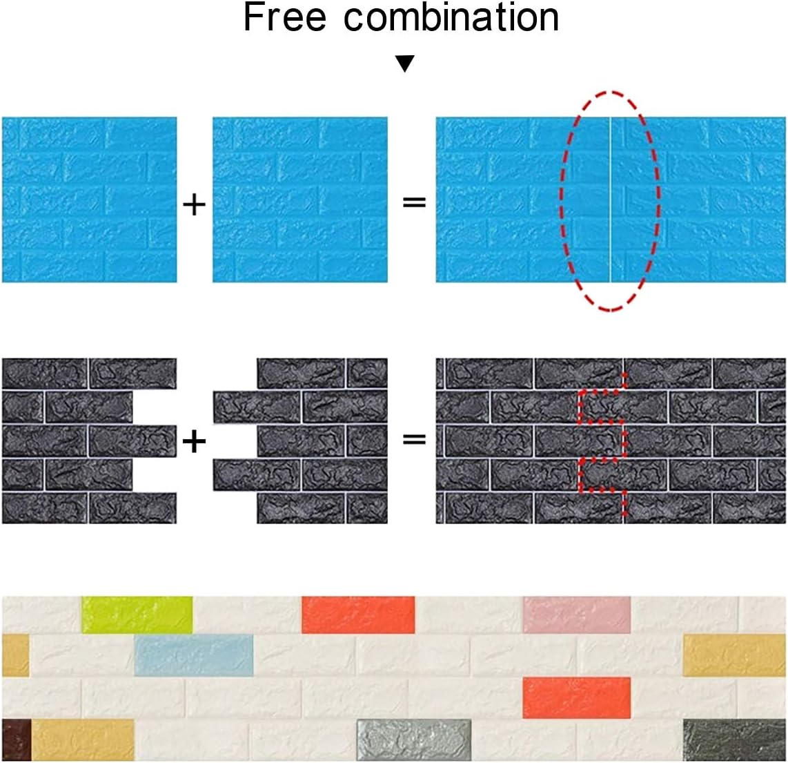 Paquete de 2 paneles de pared autoadhesivos de espuma de ladrillo 3D de 27.6 x 30 pulgadas, papel tapiz adhesivo de pared para el hogar, dormitorio,