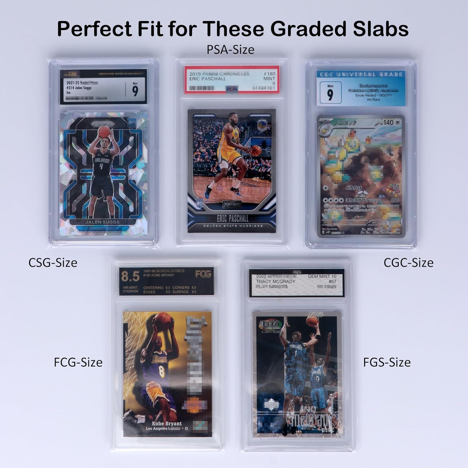Rayvol Fundas graduadas resellables para losas de tamaño PSA, fundas de ajuste exacto compatibles con PSA, CSG, CGC, FGS, FCG y losas de tamaño