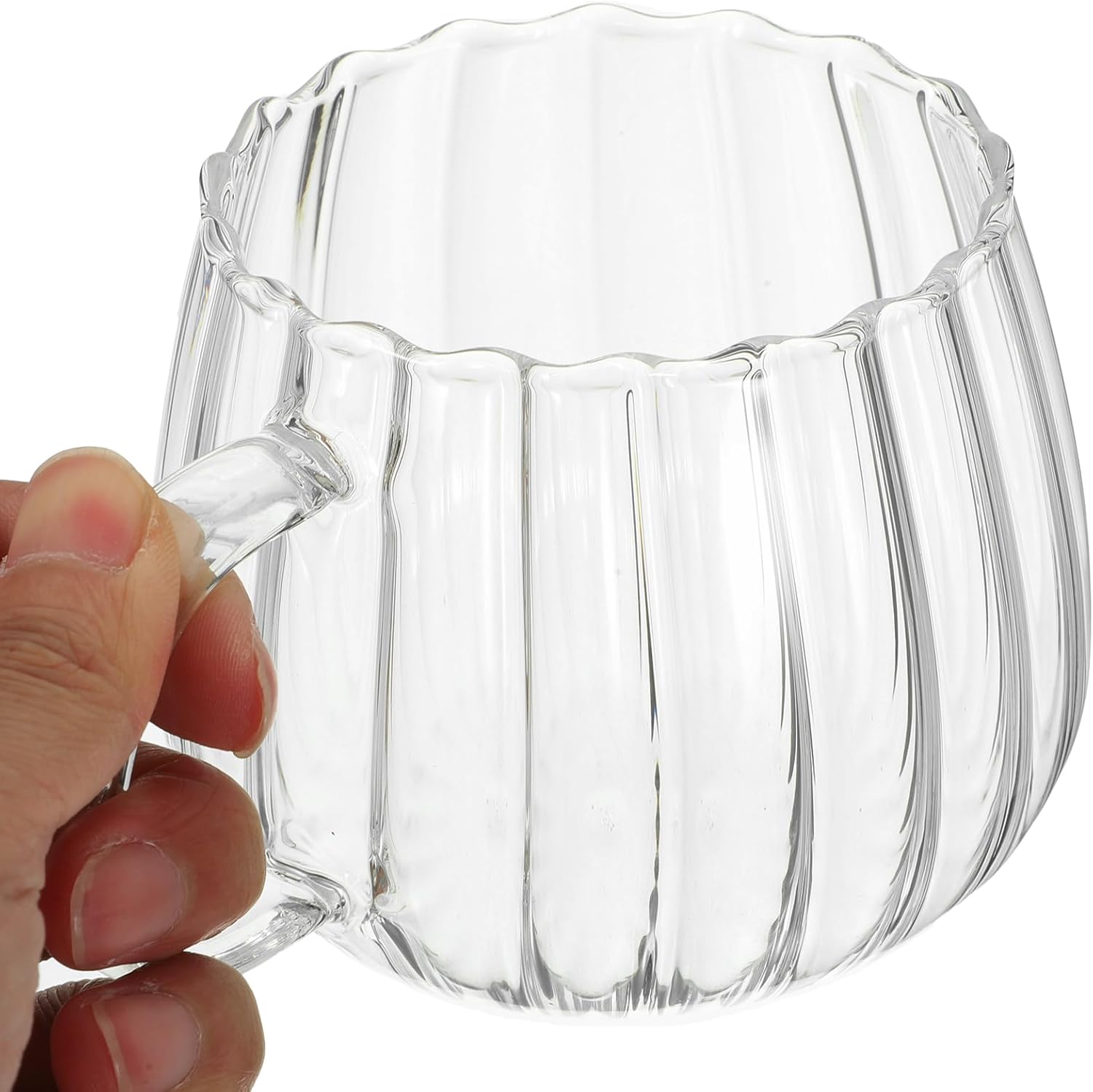 DOITOOL Tazas de calabaza de cristal, 2 unidades, tazas de cristal transparente, taza de café de oficina, taza de té transparente, tazas de vidrio