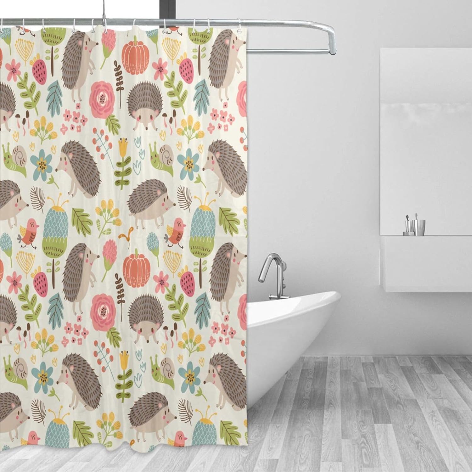 Cortina de ducha decorativa con erizos, forro de plástico de 72 x 72 pulgadas, cortinas de ducha extra largas para baño, juego de cortinas de baño