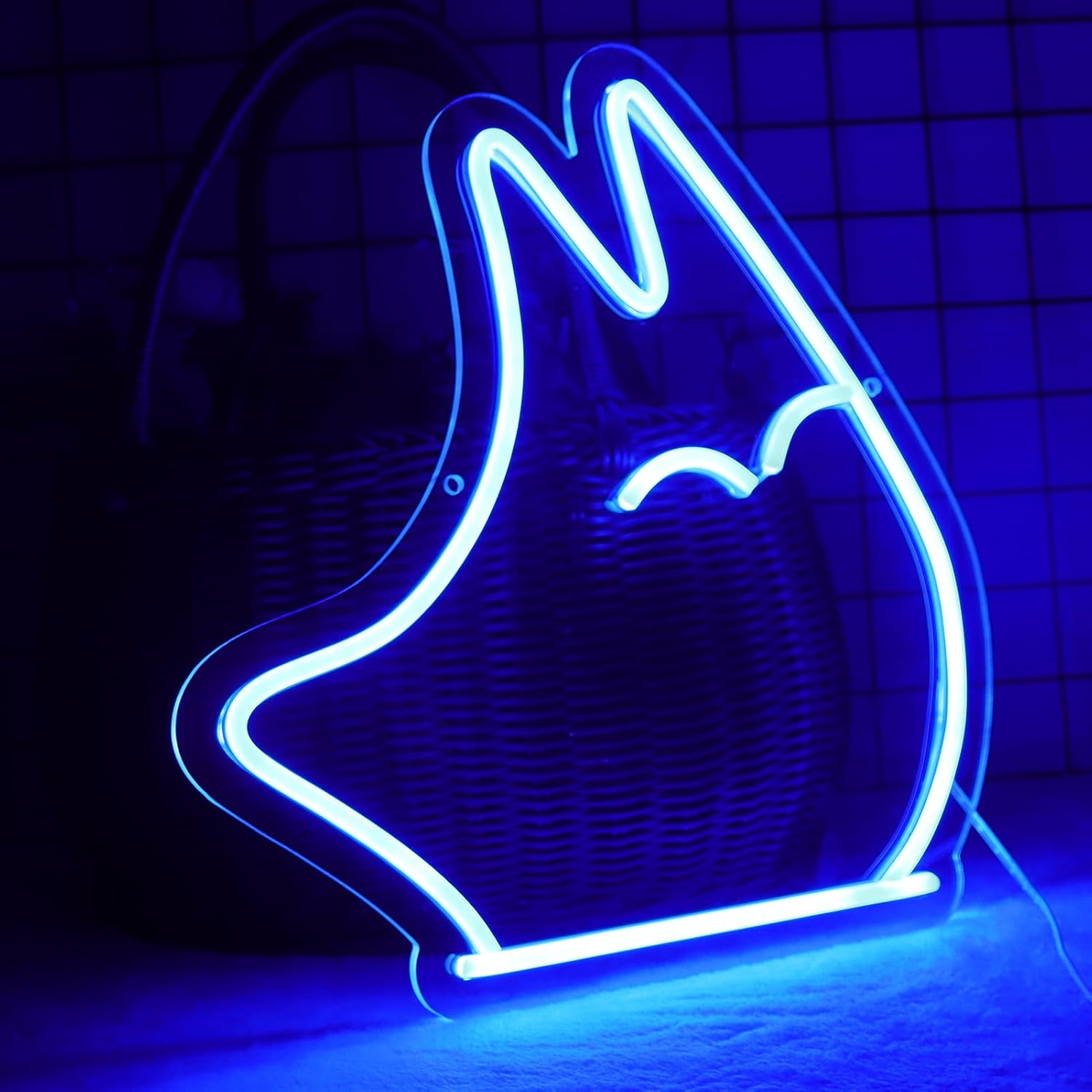 Letreros de luz de neón japoneses de dibujos animados Totoro Healing Anime Chinchilla Spirit Anime Luces LED de neón para dormitorio, habitación de