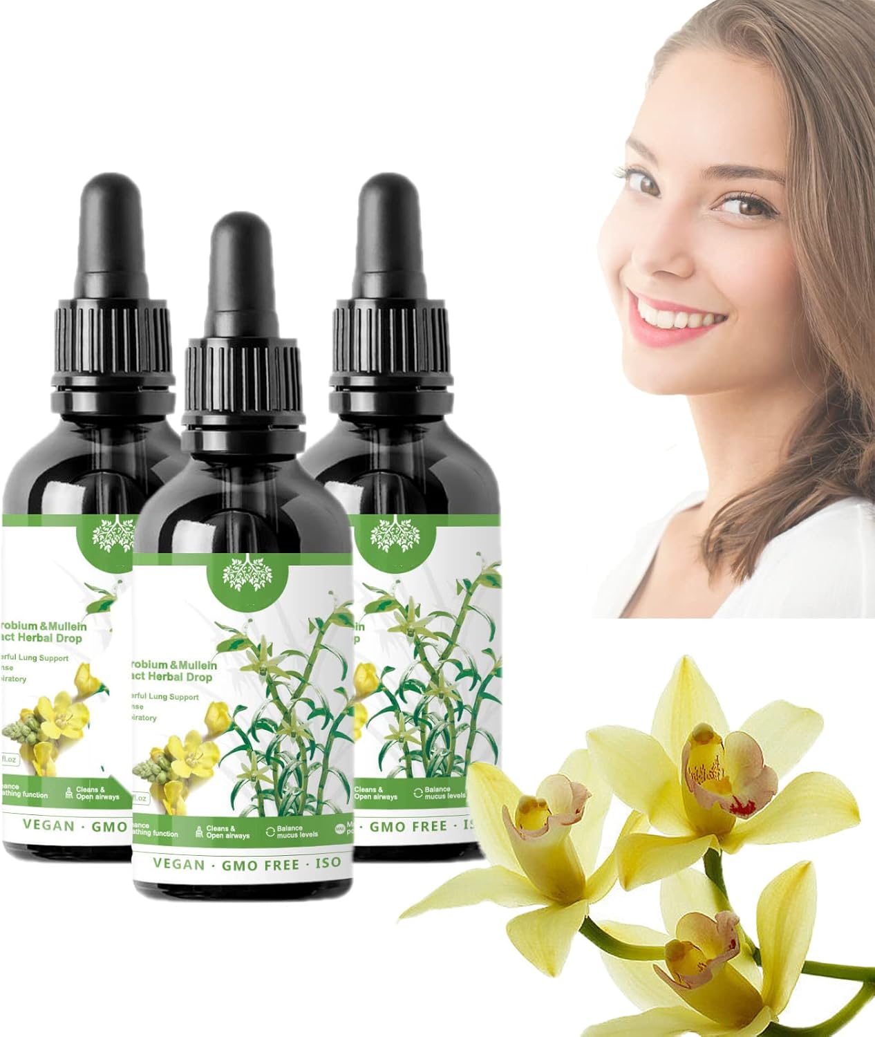 Clearbreath – Extracto de dendrobium y gordolobo  Potente apoyo pulmonar, extracto de dendrobio y gordolobo, gotas de hierbas para el aliento