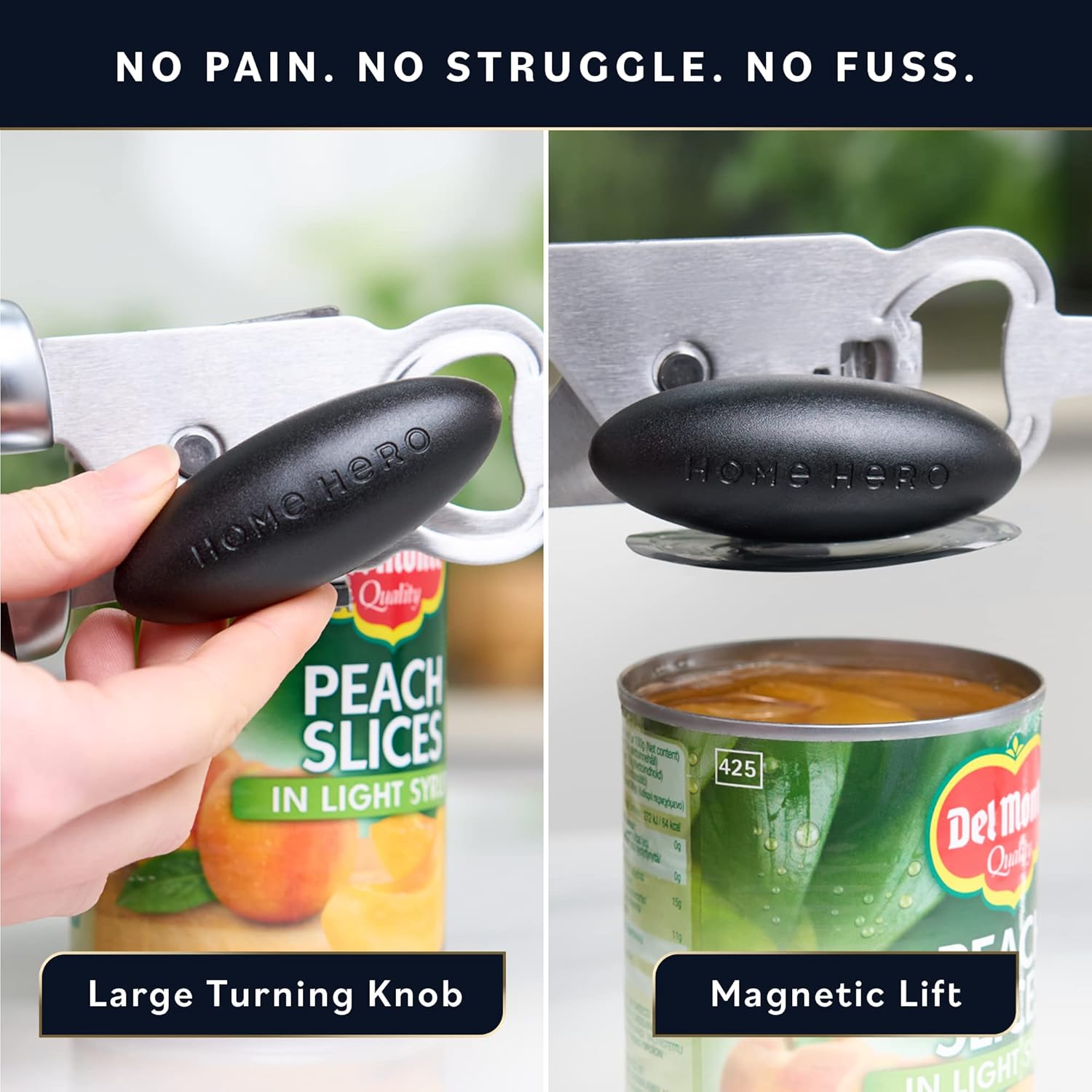 Abrelatas manual para latas con borde liso, abrelatas para personas mayores, abrelatas de mano de acero inoxidable, abrelatas de mano de alta