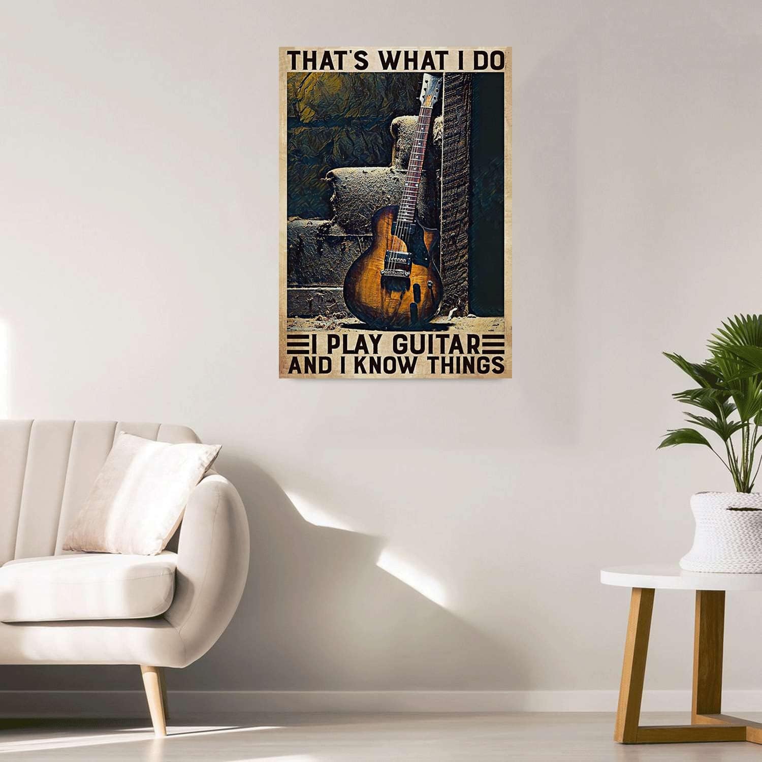 Cusde Letrero de hojalata con texto en inglés That’s What I Do I Play Guitar and I Know Things (That’s What I Do I Play Guitar and I Know Things