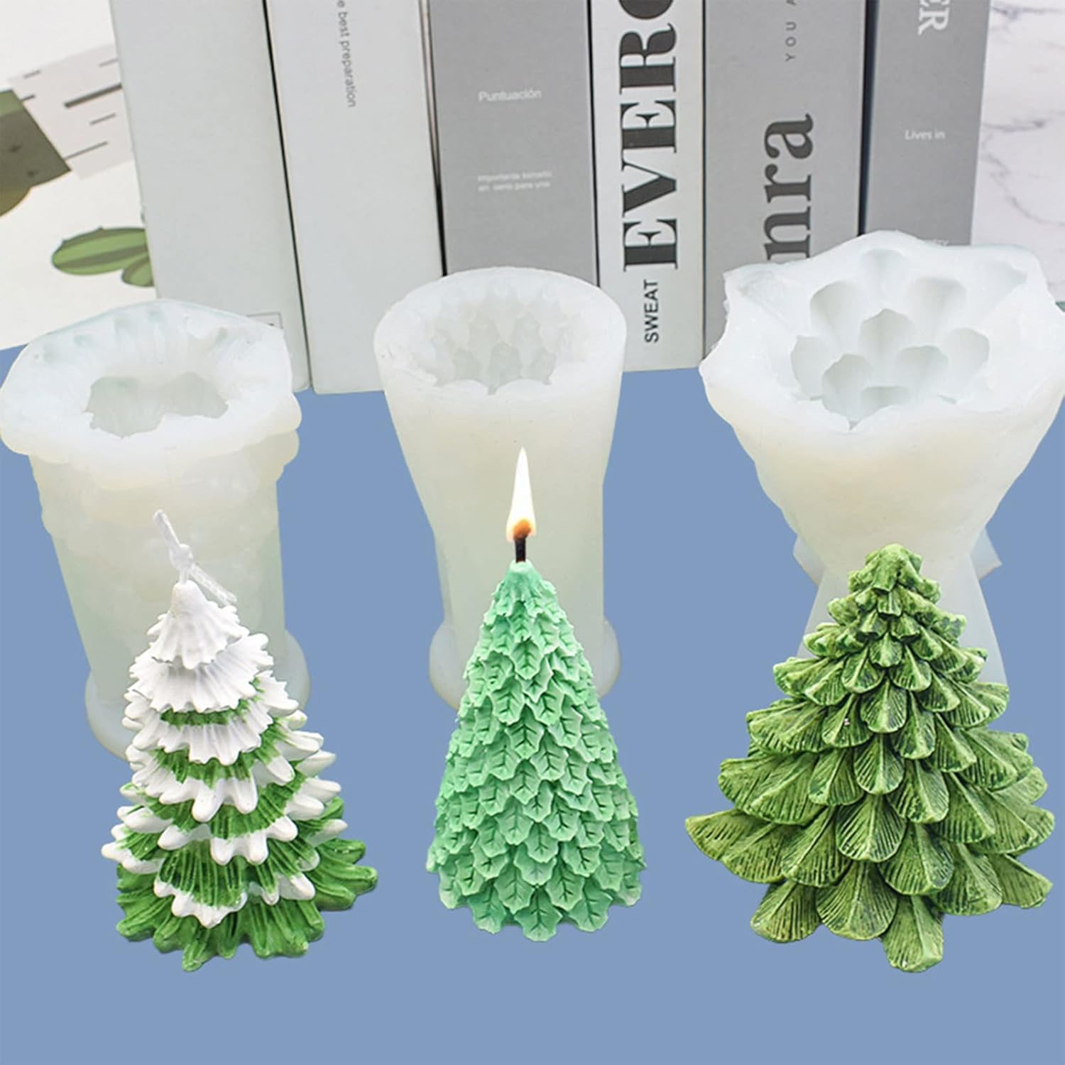 Moldes de silicona para velas de árboles de Navidad 3D, para jabón casero, bares, decoración de vacaciones, suministros para manualidades