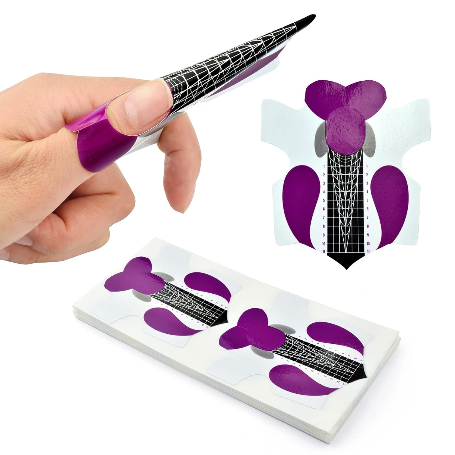 100 Uds. Profesional Stiletto Nail Forms Acrílico Curva Uñas UV Gel Extensión de Uñas de Uñas Guía de Arte de Uñas Adhesivo Adhesivo Adhesivo